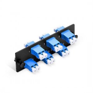 Fiber Adapter Panel with 6 LC Duplex OS2 Singlemode Adapters(Blue), Zirconia Ceramic