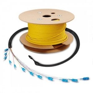 Cable de fibra preaterminado monomodo personalizado para interiores / exteriores de 12 fibras