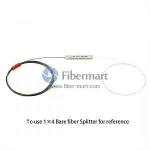 1x4 mantenimiento de polarización de fibra desnudo PLC Splitter Slow Eje 250 micras de fibra desnudo