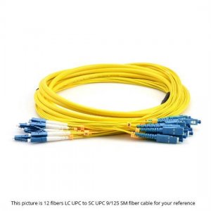 5M LC UPC to SC UPC 9/125 Single Mode 6 Fiber MultiFiber PreTerminated Cable 2.0mm PVC Jacket