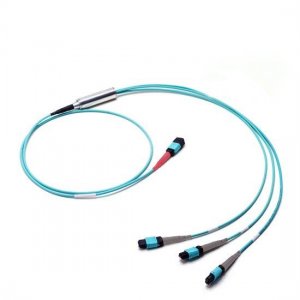 1M MTP Female to 3x MTP Female 24 Fibers OM3 Multimode Conversion Cable, Polarity B, LSZH Bunch
