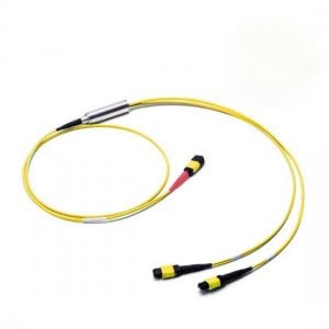 MTP-16 a 2x MTP-8 OS2 Cable de conexión MTP monomodo 16 fibras, polaridad B, manojo LSZH, amarillo