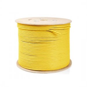 Bobina de 100 m (328 pies) Cat5e Cable Ethernet a granel de PVC sólido sin blindaje (UTP) Amarillo