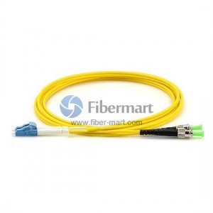 ST/APC to LC/UPC Plenum Duplex 9/125 Single-mode Fiber Patch Cable