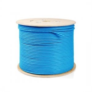 Bobina de 305 m (1000 pies) Cat5e Cable Ethernet a granel de PVC sólido sin blindaje (UTP) Azul