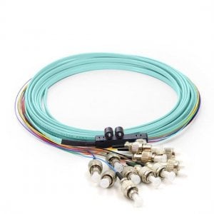 12 Fibers LC/SC/FC/ST/E2000 OM4 Multimode Ribbon Fiber Optic Pigtail