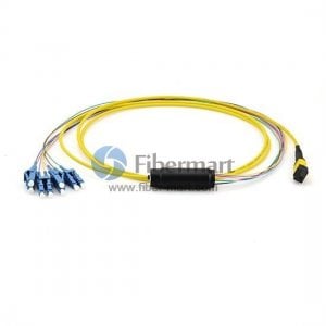 2M 8 Fibers Single-Mode 0.35dB MTP to LC(0.9mm) Harness Cable,Polarity Type A, LSZH Bunch Yellow