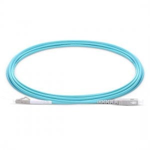1M LC UPC to SC UPC Simplex 2.0mm PVC(OFNR) OM3 Multimode Fiber Optic Patch Cable
