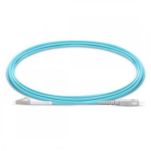 1M LC UPC to SC UPC Simplex 2.0mm PVC(OFNR) OM3 Multimode Fiber Optic Patch Cable