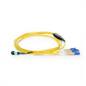 4M MTP Female to 4 LC UPC Duplex 8 Fibers OS2 9/125 Single Mode Harness Cable, Polarity A, Elite, LSZH Bunch