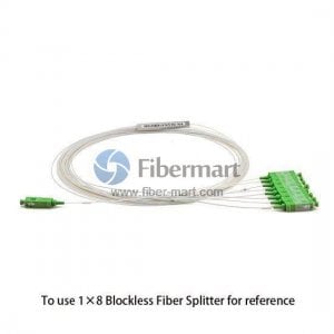 1x8 polarización que mantiene el eje lento del divisor del PLC de la fibra sin bloques