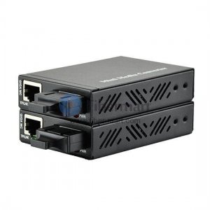 Un par de 10/100/1000M Single Fiber 1310/1550nm 2KM Fuente de alimentación externa Mini Gigabit Media Converter