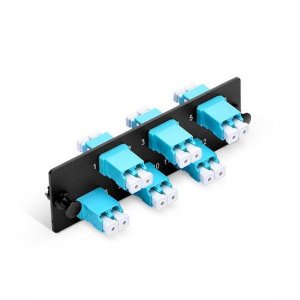 Fiber Adapter Panel with 6 LC Duplex OM3/OM4 Multimode Adapters(Aqua), Zirconia Ceramic