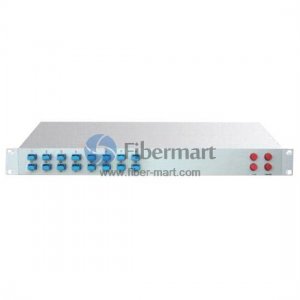 1x2 DWDM vermelho/filtro azul da faixa de C com 1RU 19 "pacote da montagem em cremalheira