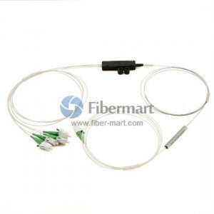 Divisor PLC de fibra 1x4 com kits de fan-out
