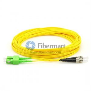 Cable de conexión de fibra dúplex monomodo 9/125 de SC / APC a ST / UPC