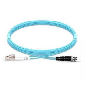1M LC UPC to ST UPC Duplex 2.0mm OFNP OM3 Multimode Fiber Optic Patch Cable